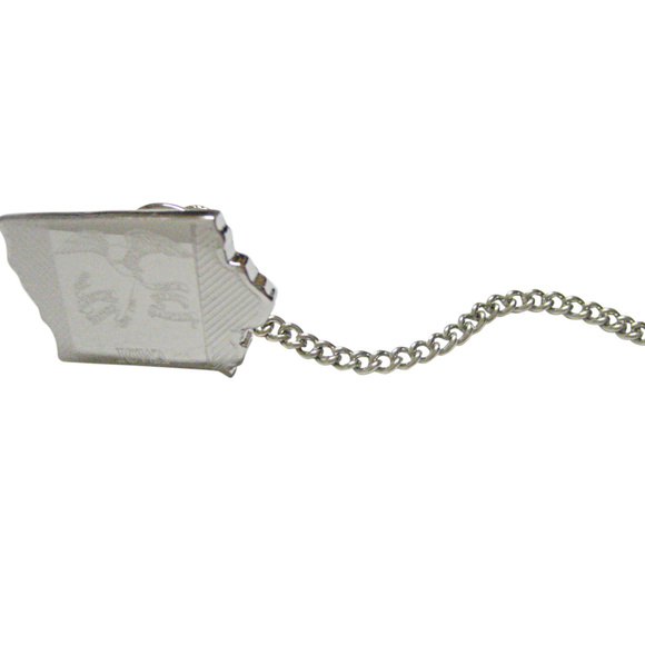 Iowa State Map Shape and Flag Design Tie Tack - Picture 1 of 2